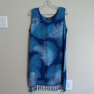 Caribelle Batik Sleeveless Dress with Fringe